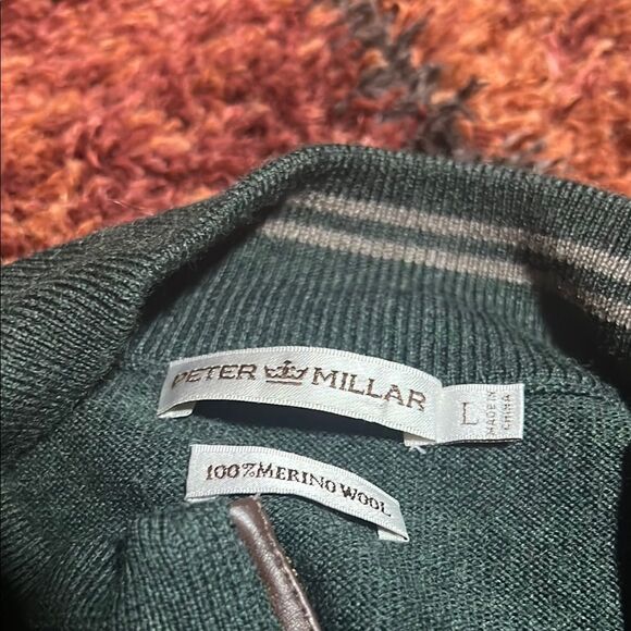 Peter Milar Green Zip Up Sweater with Long Sleeves and Textured Fabric wool - Picture 2 of 6